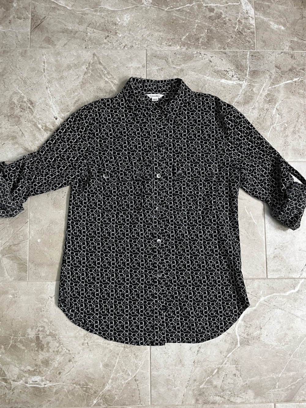 Calvin Klein Black Shirt with White Monogram Pattern